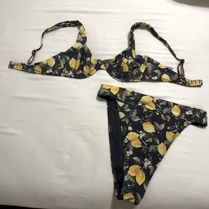 A&F lemon print swim suit size small